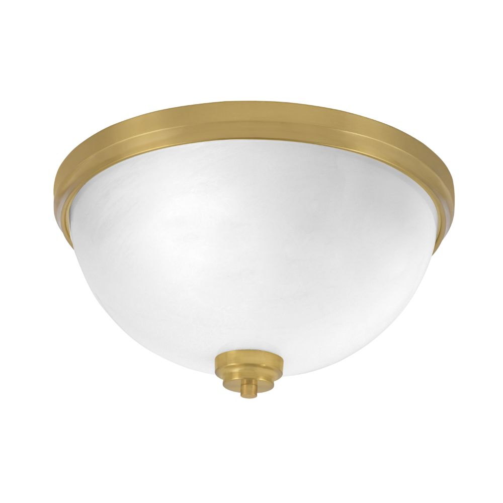 Toltec Lighting 826-NAB-1 16" Flush Mount, 3-Bulb Shown In New Age Brass Finish With White Marble Glass