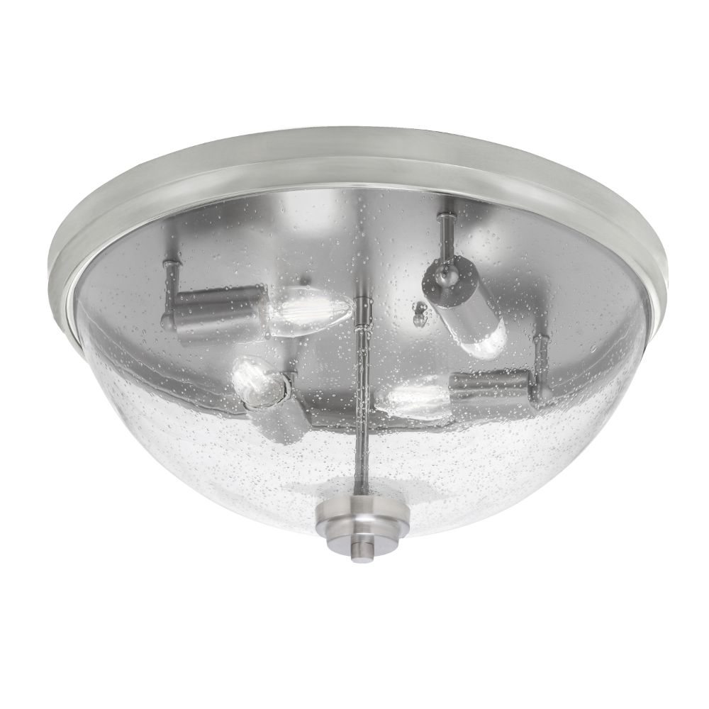 Toltec Lighting 828-BN-0 18" Flush Mount, 4-Bulbs, Shown In Brushed Nickel Finish With Clear Bubble Glass
