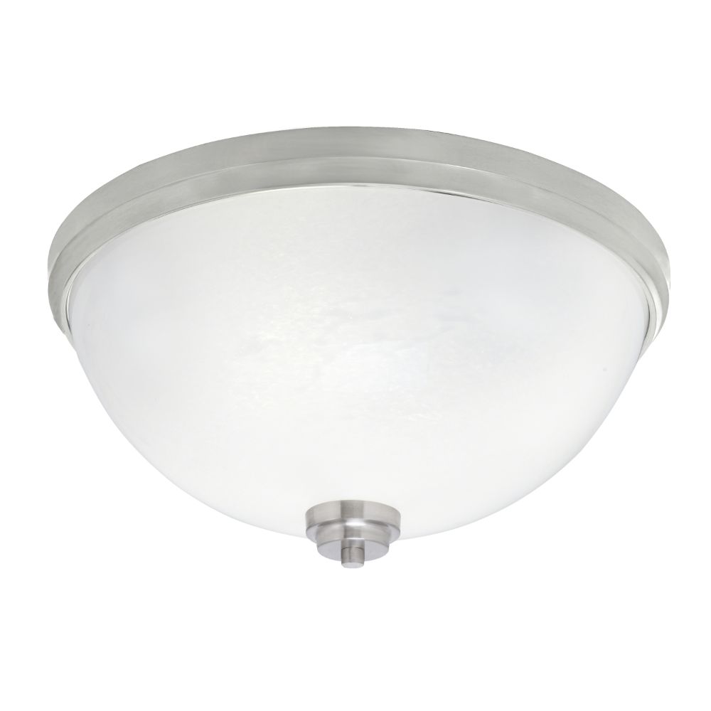 Toltec Lighting 18" Flush Mount, 4-Bulbs Shown In Brushed Nickel Finish With White Marble Glass