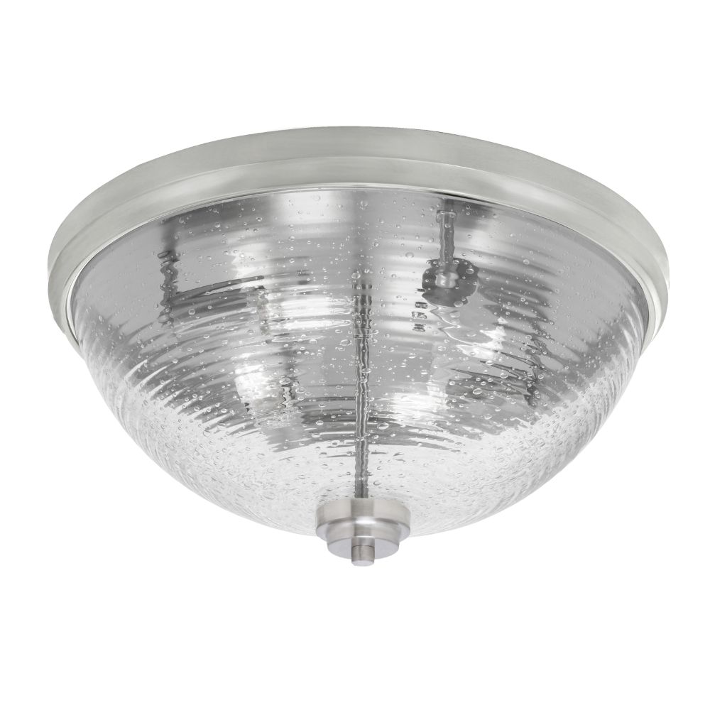 Toltec Lighting 828-BN-8 18" Flush Mount, 4-Bulbs, Shown In Brushed Nickel Finish With Ribbed Clear Bubble Glass