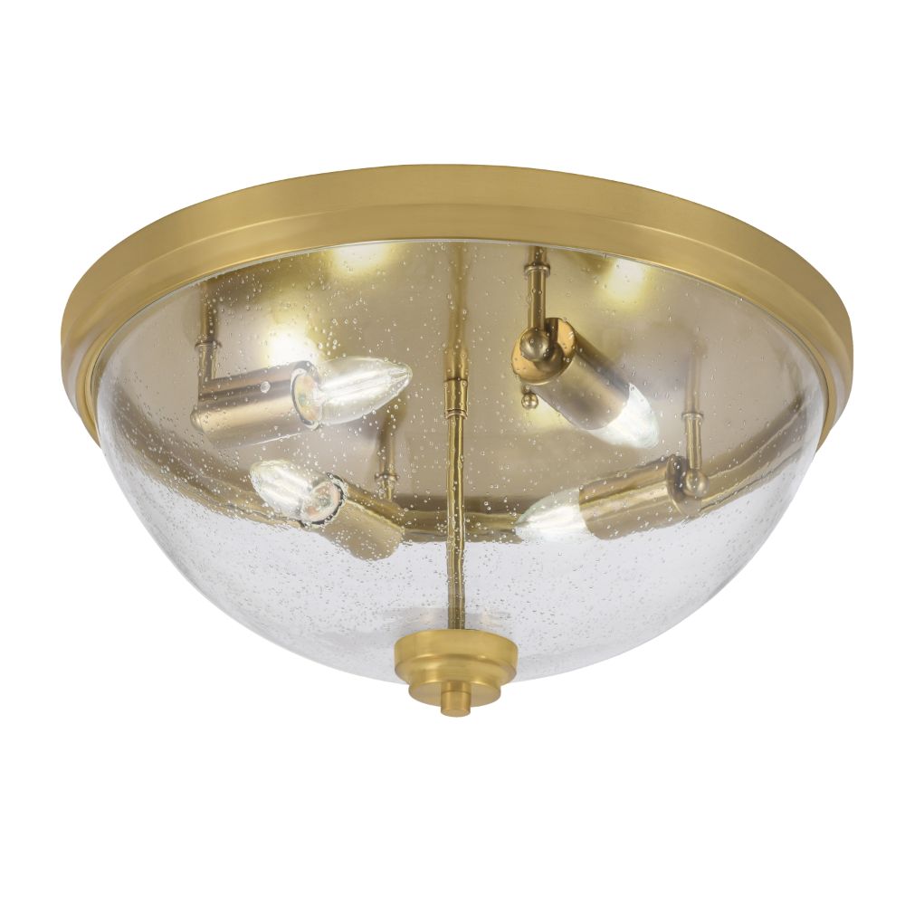 Toltec Lighting 828-NAB-0 18" Flush Mount, 4-Bulbs, Shown In New Age Brass Finish With Clear Bubble Glass