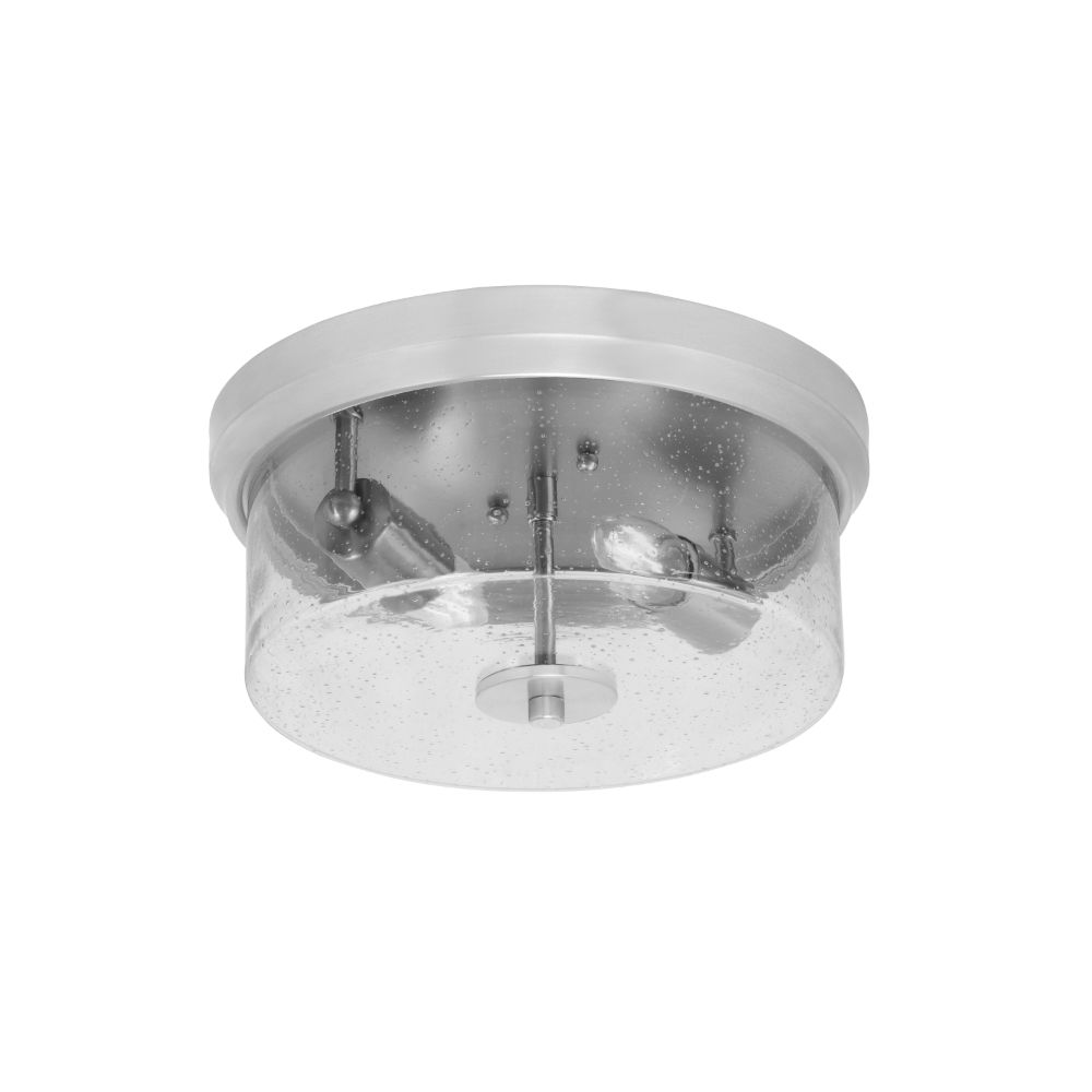 Toltec Lighting 832-BN-0 12" Flush Mount, 2-Bulbs, Shown In Brushed Nickel Finish With Clear Bubble Glass