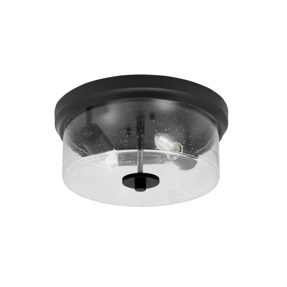 Toltec Lighting 832-MB-0 12" Flush Mount, 2-Bulbs, Shown In Matte Black Finish With Clear Bubble Glass