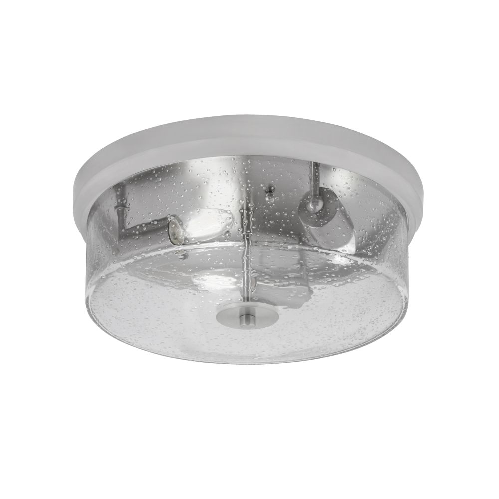 Toltec Lighting 834-BN-0 14" Flush Mount, 3-Bulbs, Shown In Brushed nickel Finish With Clear Bubble Glass