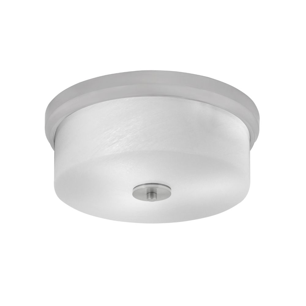 Toltec Lighting 834-BN-1 14" Flush Mount, 3-Bulbs, Shown In Brushed nickel Finish With White Marble Glass