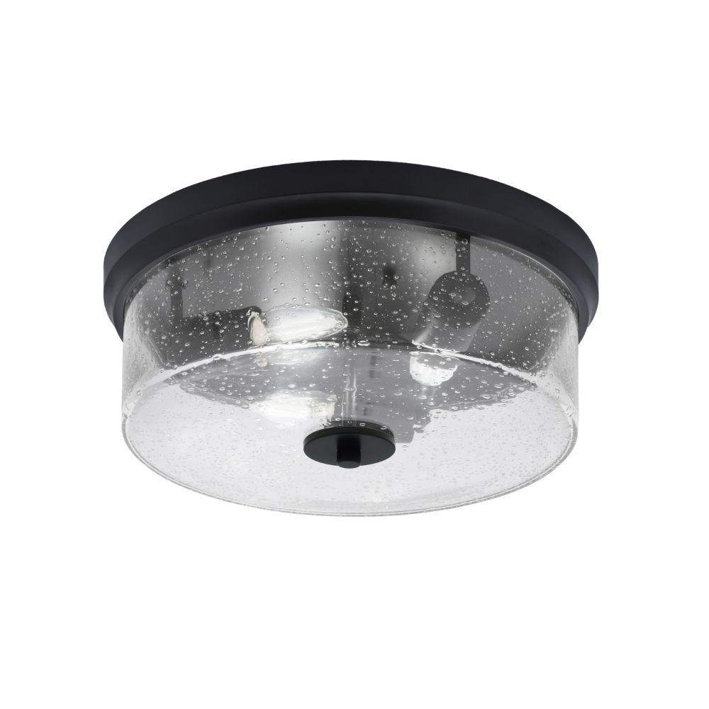 Toltec Lighting 834-MB-0 14" Flush Mount, 3-Bulbs, Shown In Matte Black Finish With Clear Bubble Glass