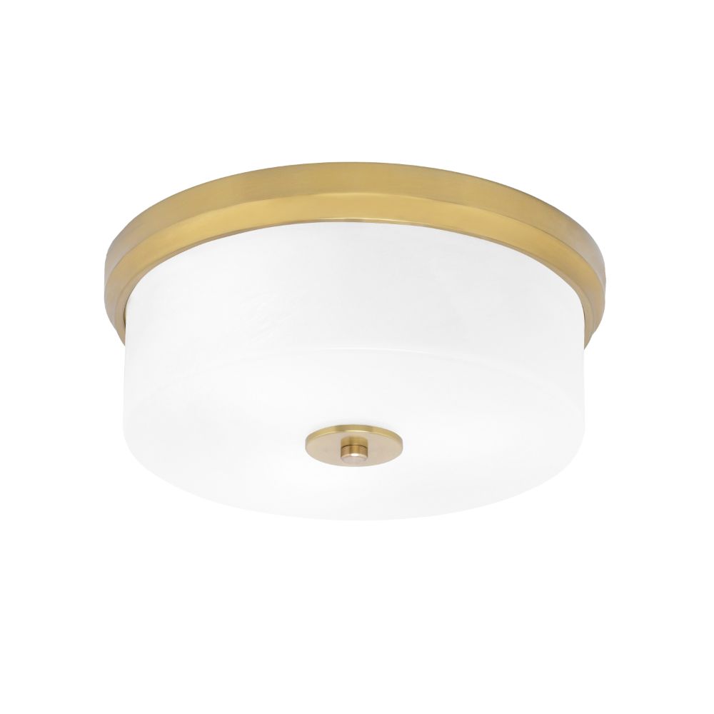Toltec Lighting 834-NAB-1 14" Flush Mount, 3-Bulb Shown In New Age Brass Finish With White Marble Glass