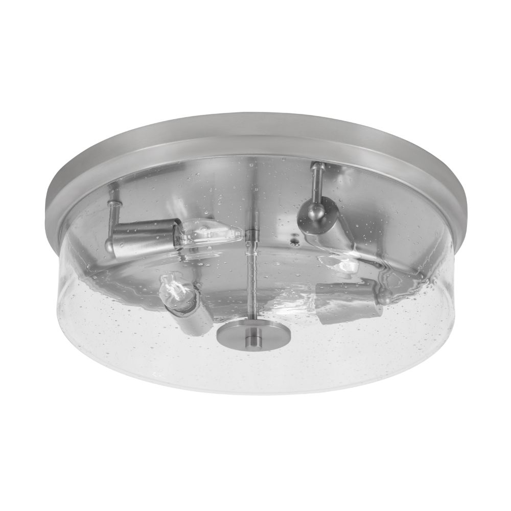 Toltec Lighting 837-BN-0 17" Flush Mount, 4-Bulbs, Shown In Brushed Nickel Finish With Clear Bubble Glass