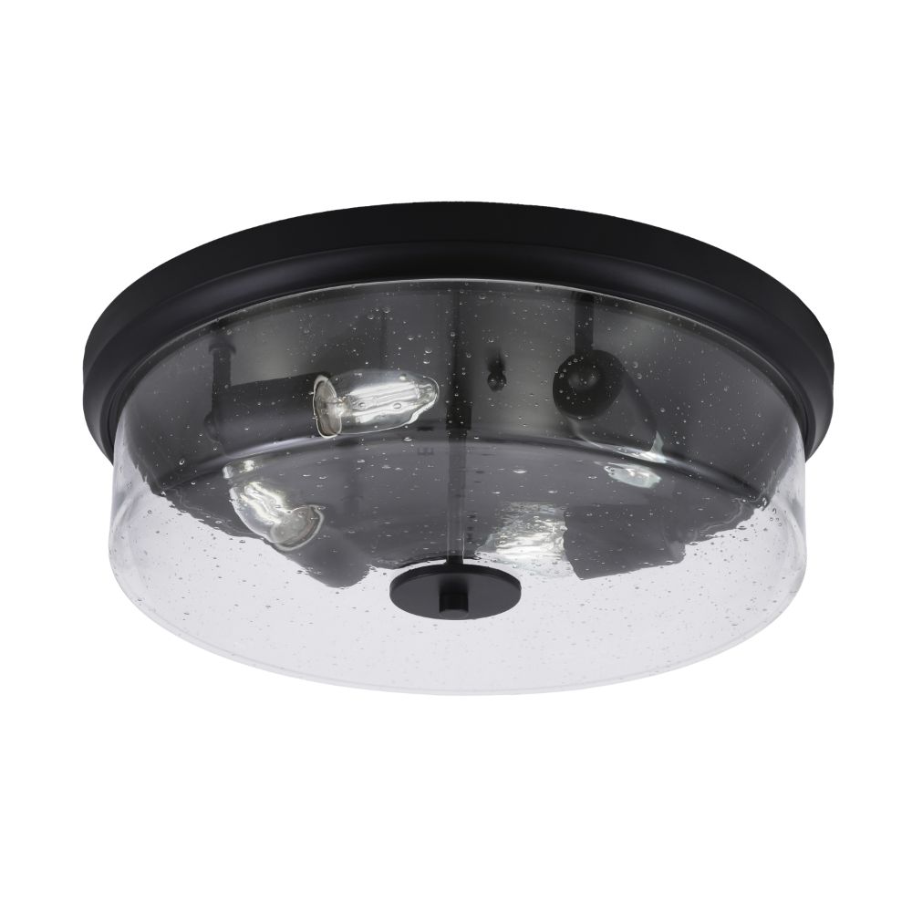 Toltec Lighting 837-MB-0 17" Flush Mount, 4-Bulbs, Shown In Matte Black Finish With Clear Bubble Glass