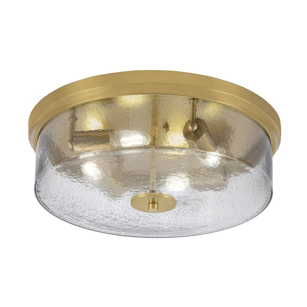 Toltec Lighting 837-NAB-2 17" Flush Mount, 4-Bulbs, Shown In New Age Brass Finish With Smoke Bubble Glass