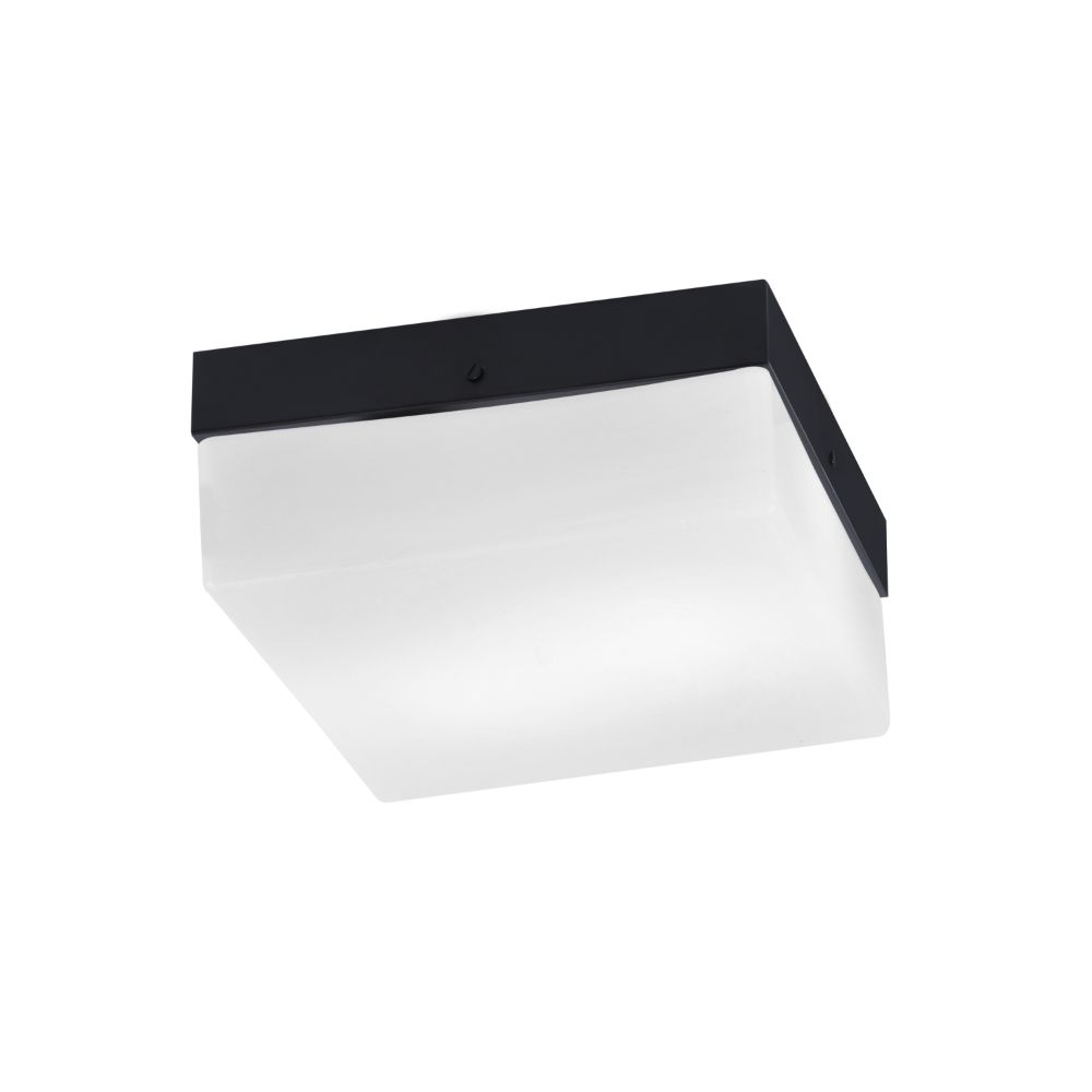 Toltec Lighting 840-MB-1 10" Flush Mount, 2-Bulbs, Shown In Matte Black Finish With White Marble Glass