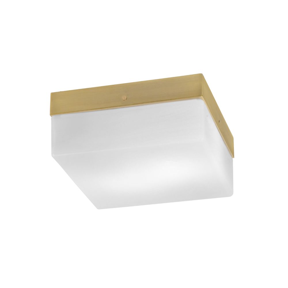Toltec Lighting 840-NAB-1 10" Flush Mount, 2-Bulb Shown In New Age Brass Finish With White Marble Glass