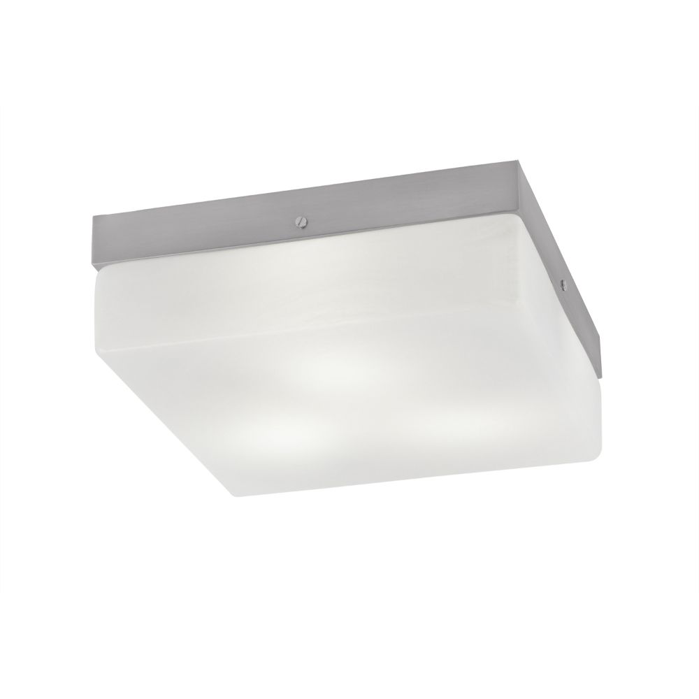Toltec Lighting 842-BN-1 12" Flush Mount, 3-Bulb Shown In Brushed Nickel Finish With White Marble Glass