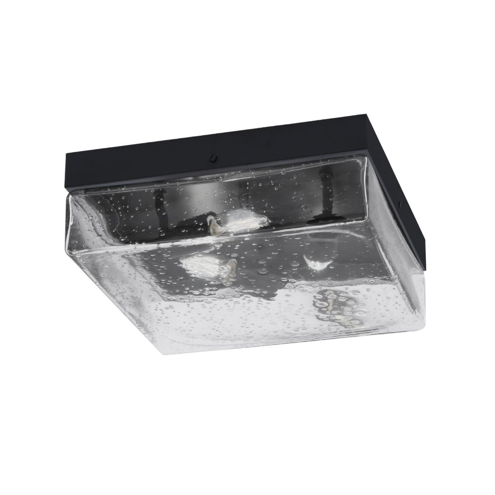 Toltec Lighting 842-MB-0 12" Flush Mount, 3-Bulbs, Shown In Matte Black Finish With Clear Bubble Glass