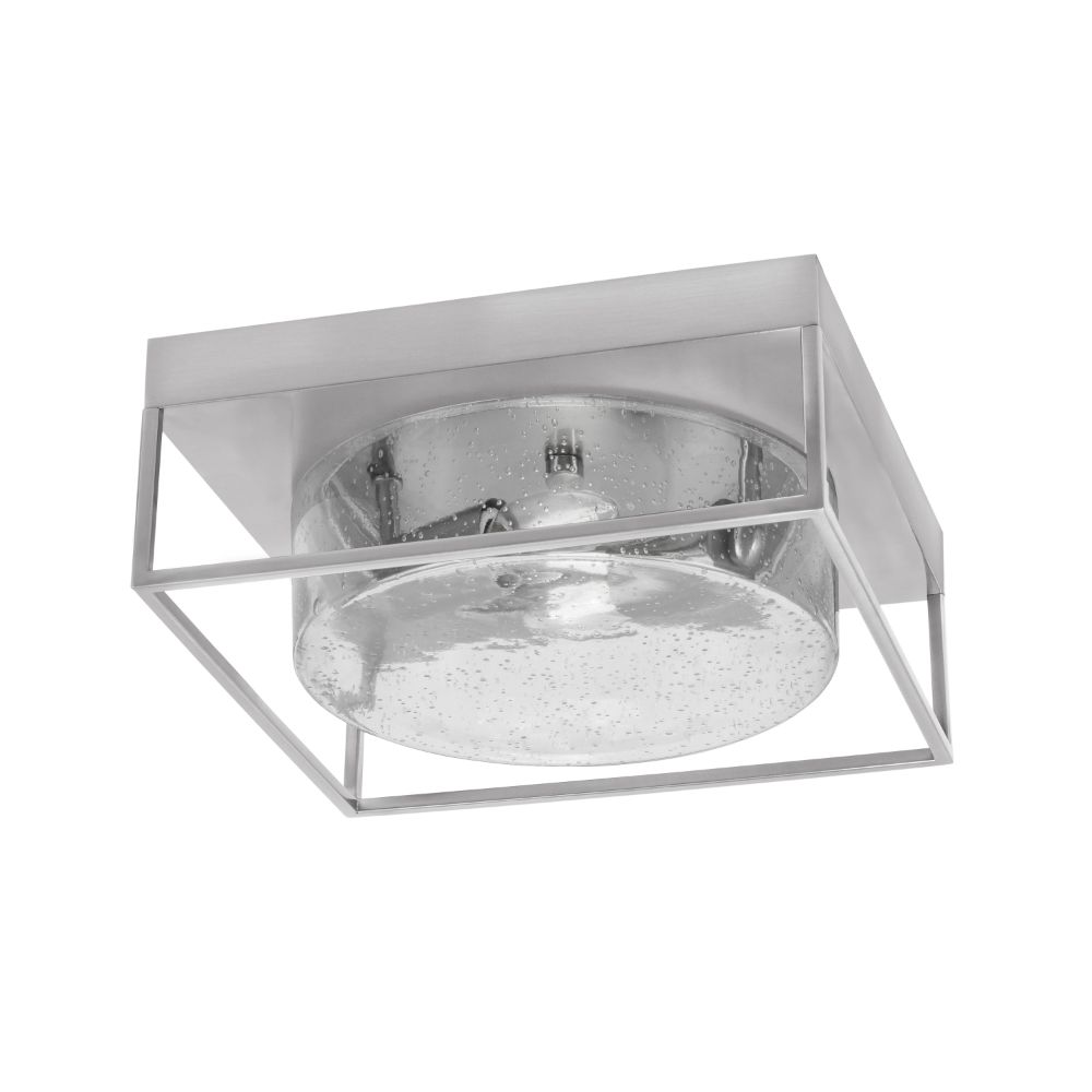 Toltec Lighting 852-BN-0 12" Flush Mount, 2-Bulbs Shown In Brushed Nickel Finish With Clear Bubble Glass