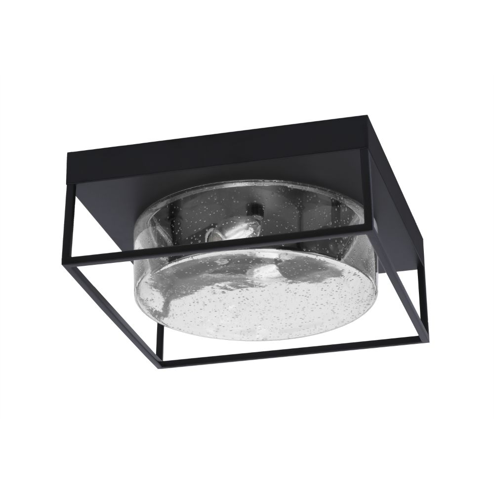 Toltec Lighting 852-MB-0 12" Flush Mount, 2-Bulbs Shown In Matte Black Finish With Clear Bubble Glass