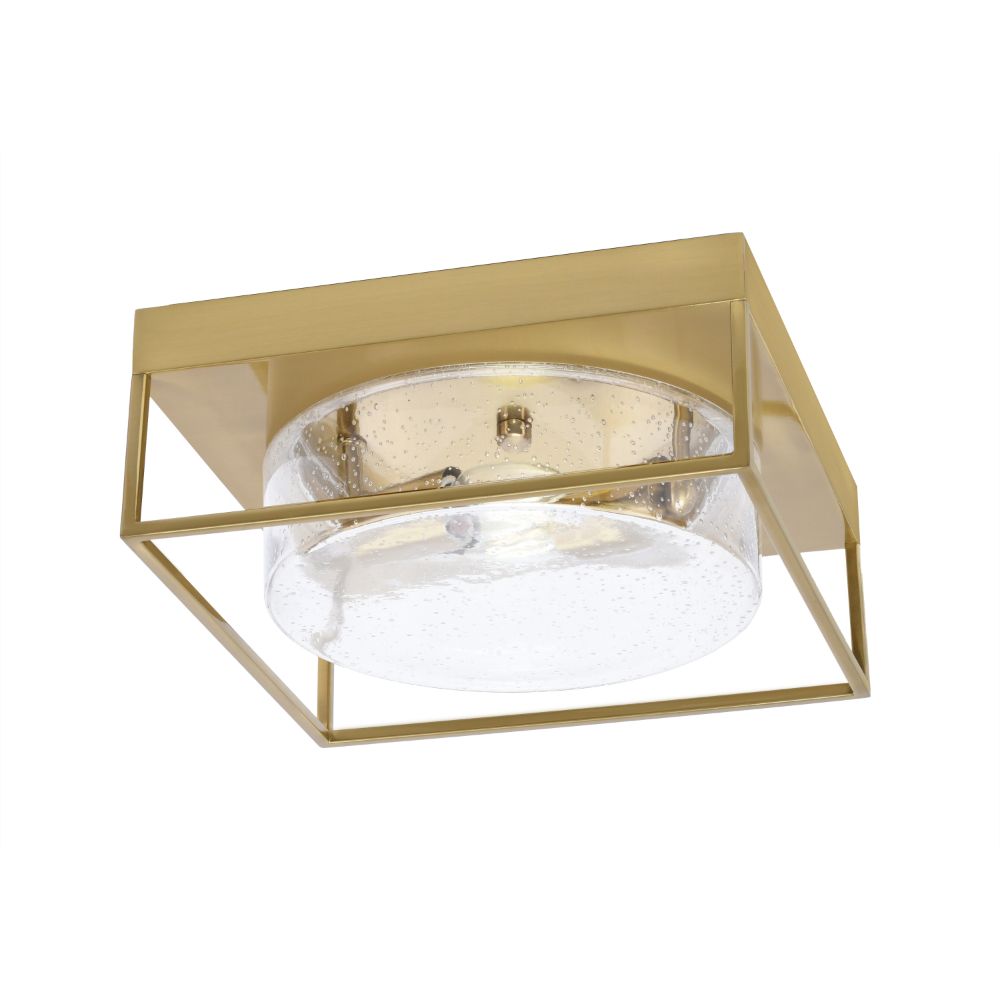 Toltec Lighting 852-NAB-0 12" Flush Mount, 2-Bulbs Shown In New Age Brass Finish With Clear Bubble Glass