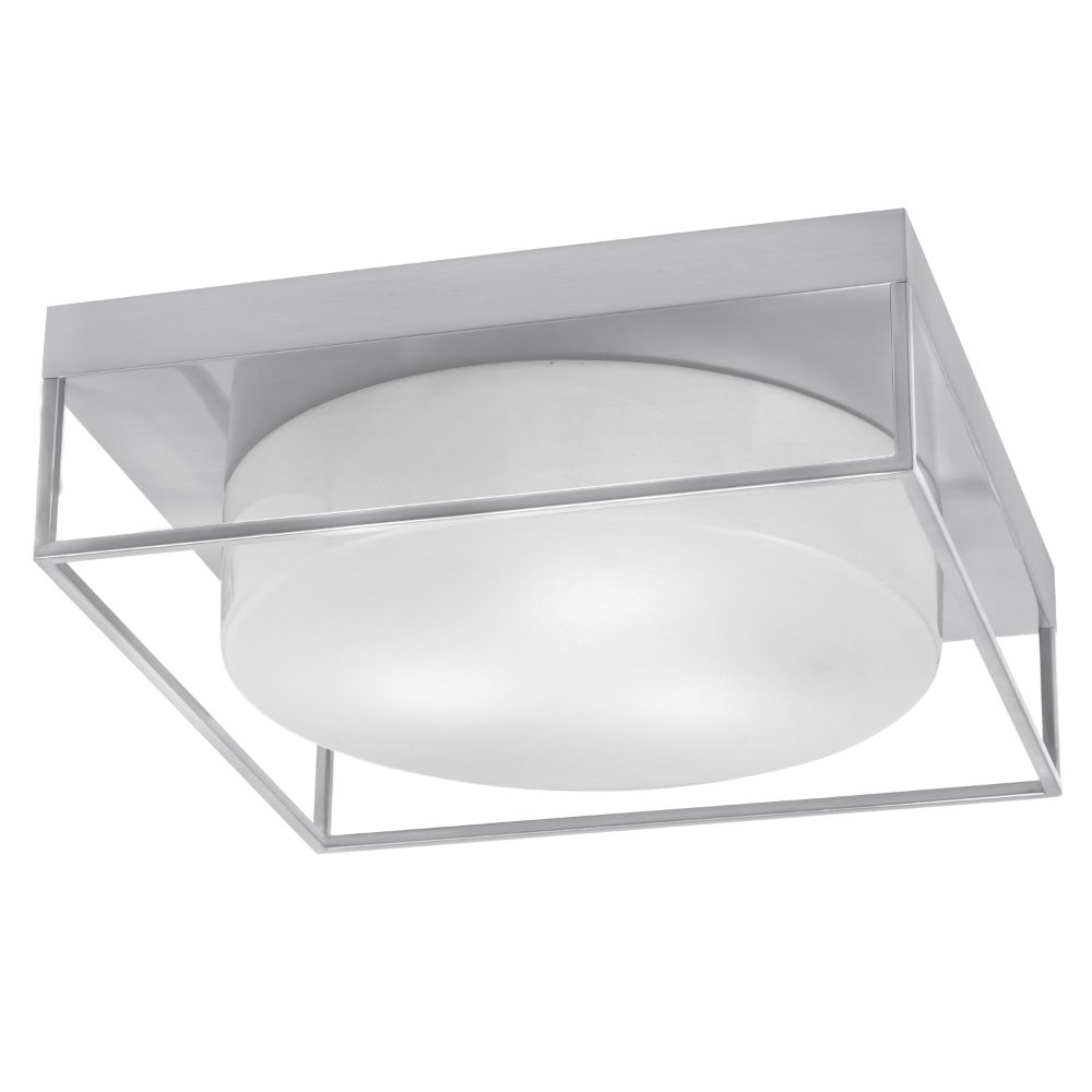 Toltec Lighting 856-BN-1 16" Flush Mount, 3-Bulbs, Shown In Brushed Nickel Finish With White Marble Glass