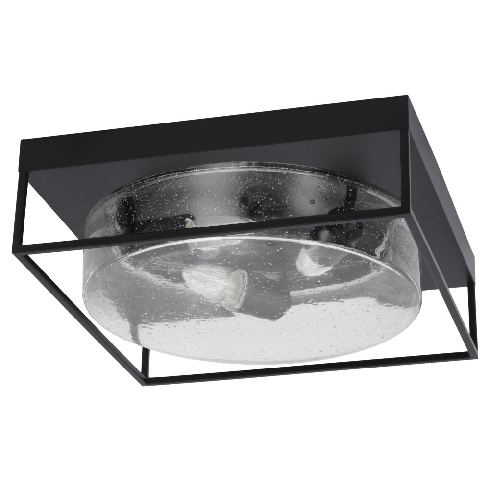 Toltec Lighting 856-MB-0 16" Flush Mount, 3-Bulbs, Shown In Matte Black Finish With Clear Bubble Glass