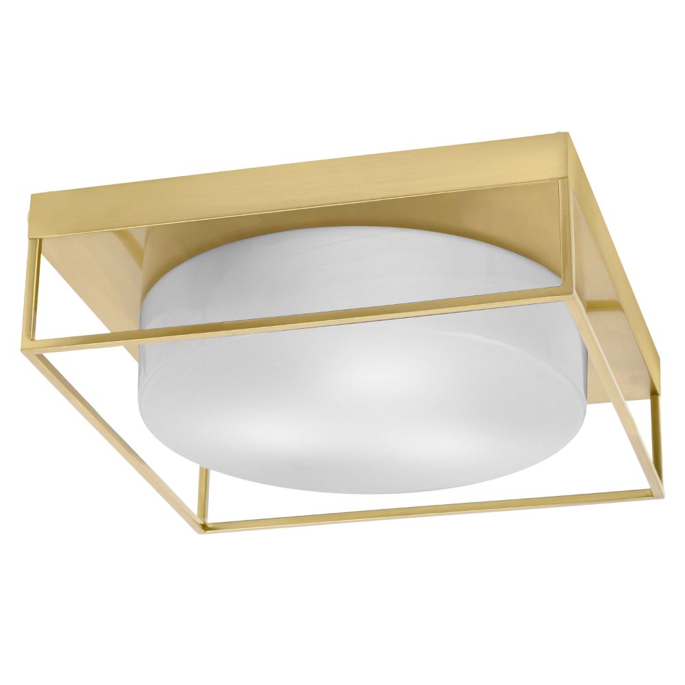 Toltec Lighting 856-NAB-1 16" Flush Mount, 3-Bulbs, Shown In New Age Brass Finish With White Marble Glass