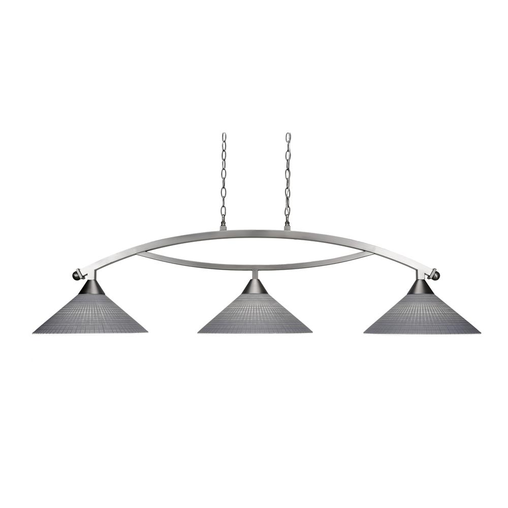 Toltec Lighting 873-BN-4012 Bow 3 Light Bar Shown In Brushed Nickel Finish With 16" Gray Matrix Glass