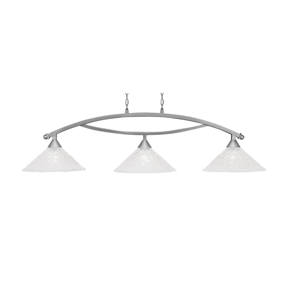 Toltec Lighting 873-BN-411 Brushed Nickel Finish 3 Light Downlight Bow Bar With 16 in. Italian Bubble Glass