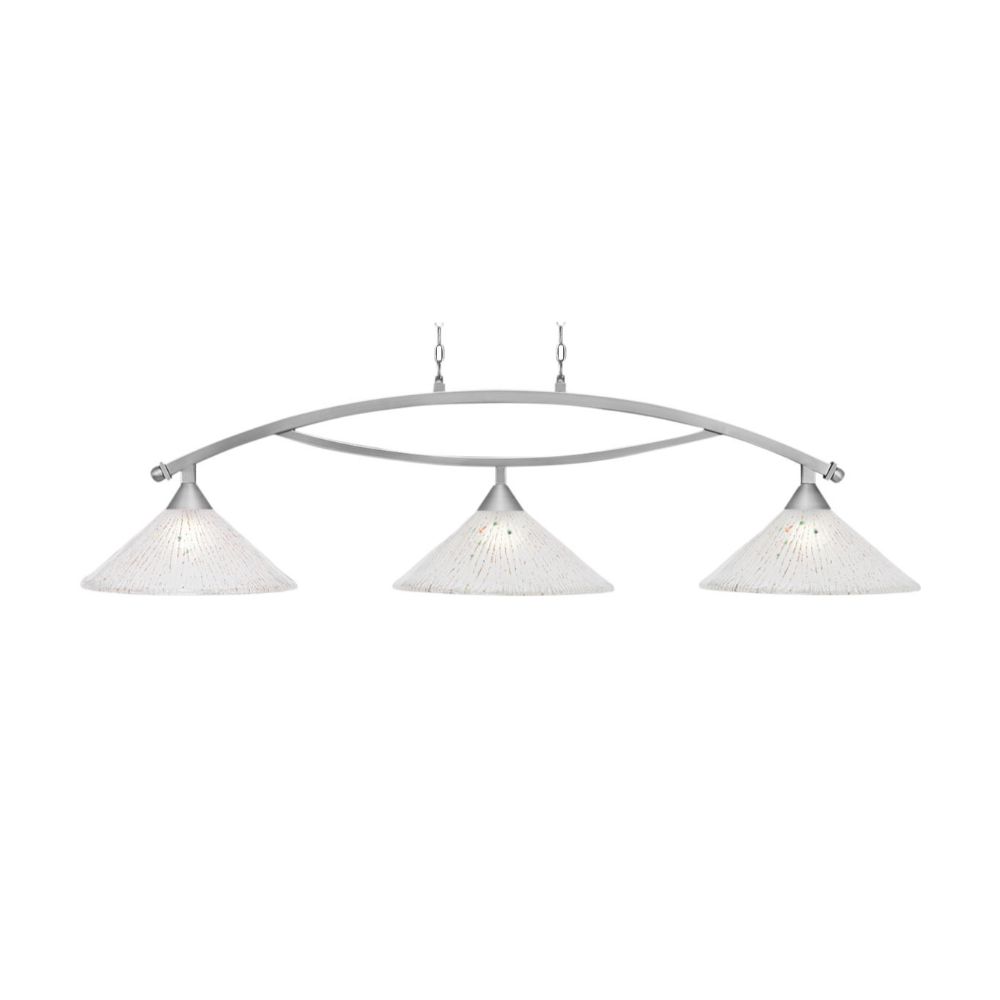 Toltec Lighting 873-BN-711 Brushed Nickel Finish 3 Light Downlight Bow Bar With 16 in. Frosted Crystal Glass