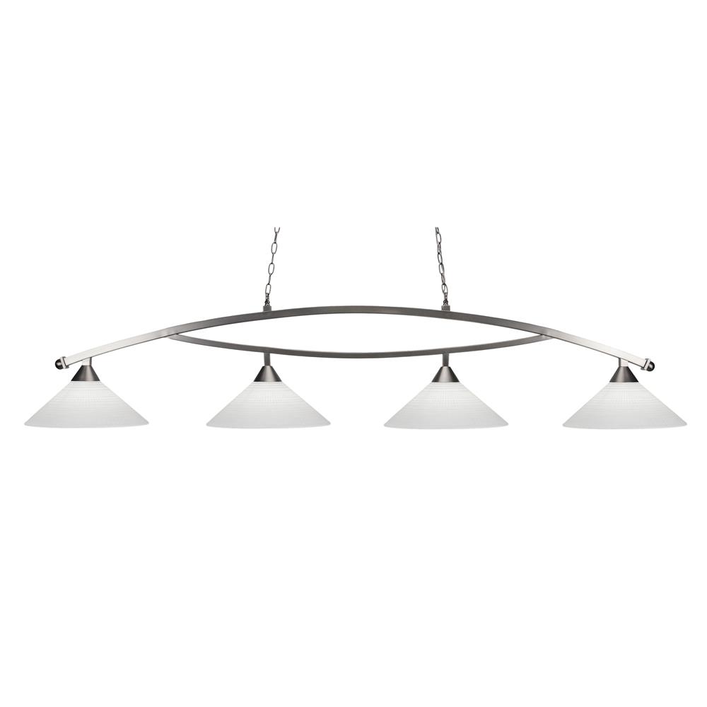 Toltec Lighting 874-BN-4011 Bow 4 Light Bar Shown In Brushed Nickel Finish With 16" White Matrix Glass