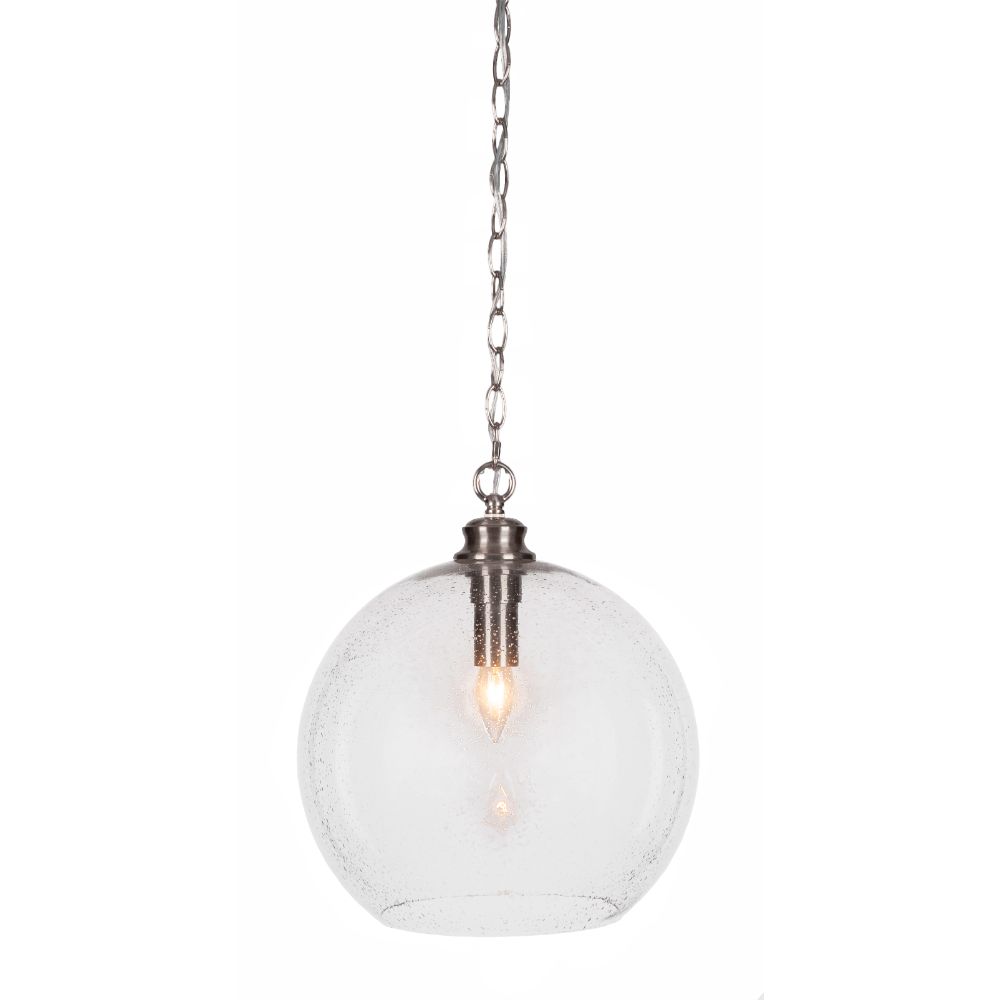 Toltec Lighting 90-BN-4390 Kimbro Chain Hung Pendant In Brushed Nickel Finish With 13.75" Clear Bubble Glass