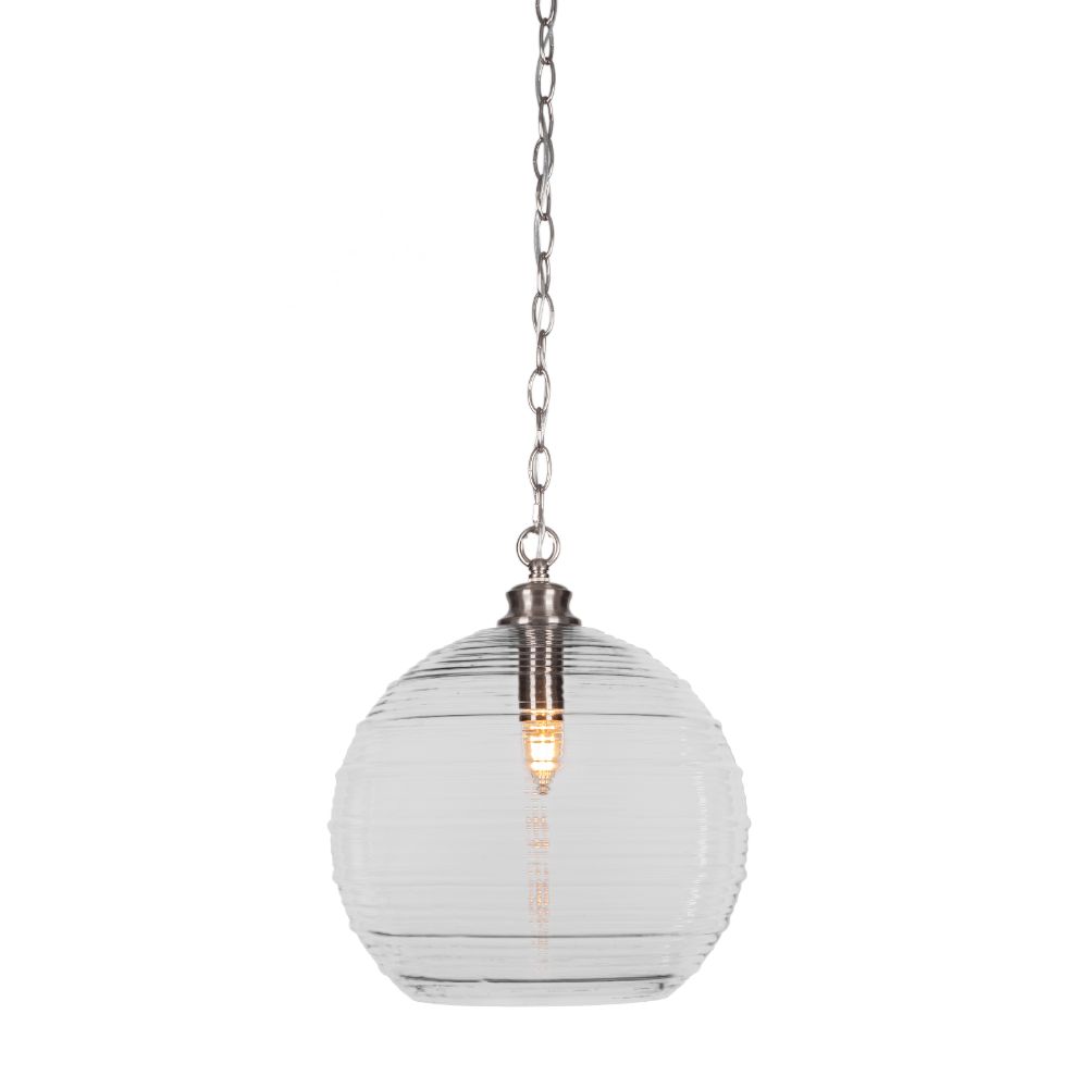 Toltec Lighting 90-BN-4399 Kimbro Chain Hung Pendant In Brushed Nickel Finish With 13.75" Onyx Swirl Glass