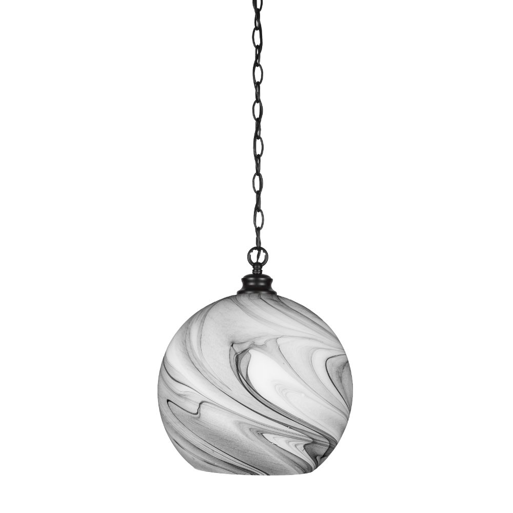 Toltec Lighting 90-BN-5140 Malena Chain Hung Pendant In Brushed Nickel Finish With 14" Clear Ribbed Glass