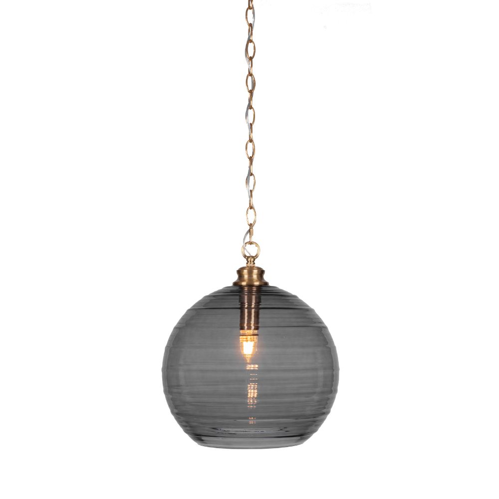 Toltec Lighting 92-BN-4359 Kimbro Chain Hung Pendant In Brushed Nickel Finish With 9.5" Onyx Swirl Glass