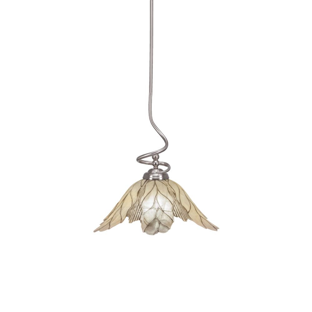 Toltec Lighting 900-BN-102 Capri Stem Pendant With Hang Straight Swivel Shown In Brushed Nickel Finish With 16" Vanilla Leaf Glass