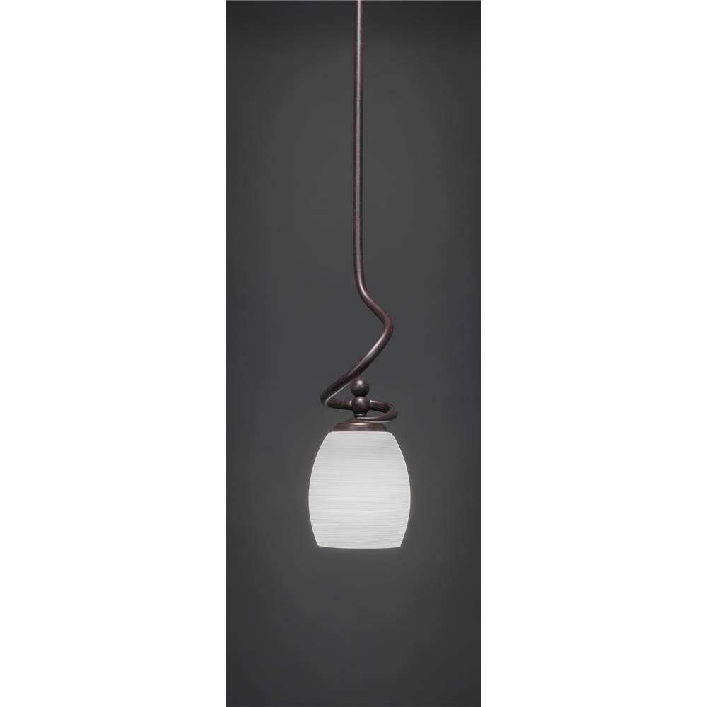 Toltec Lighting 901-DG-615 Capri Stem Mini Pendant Shown In Dark Granite Finish With 5 in. White Linen Glass