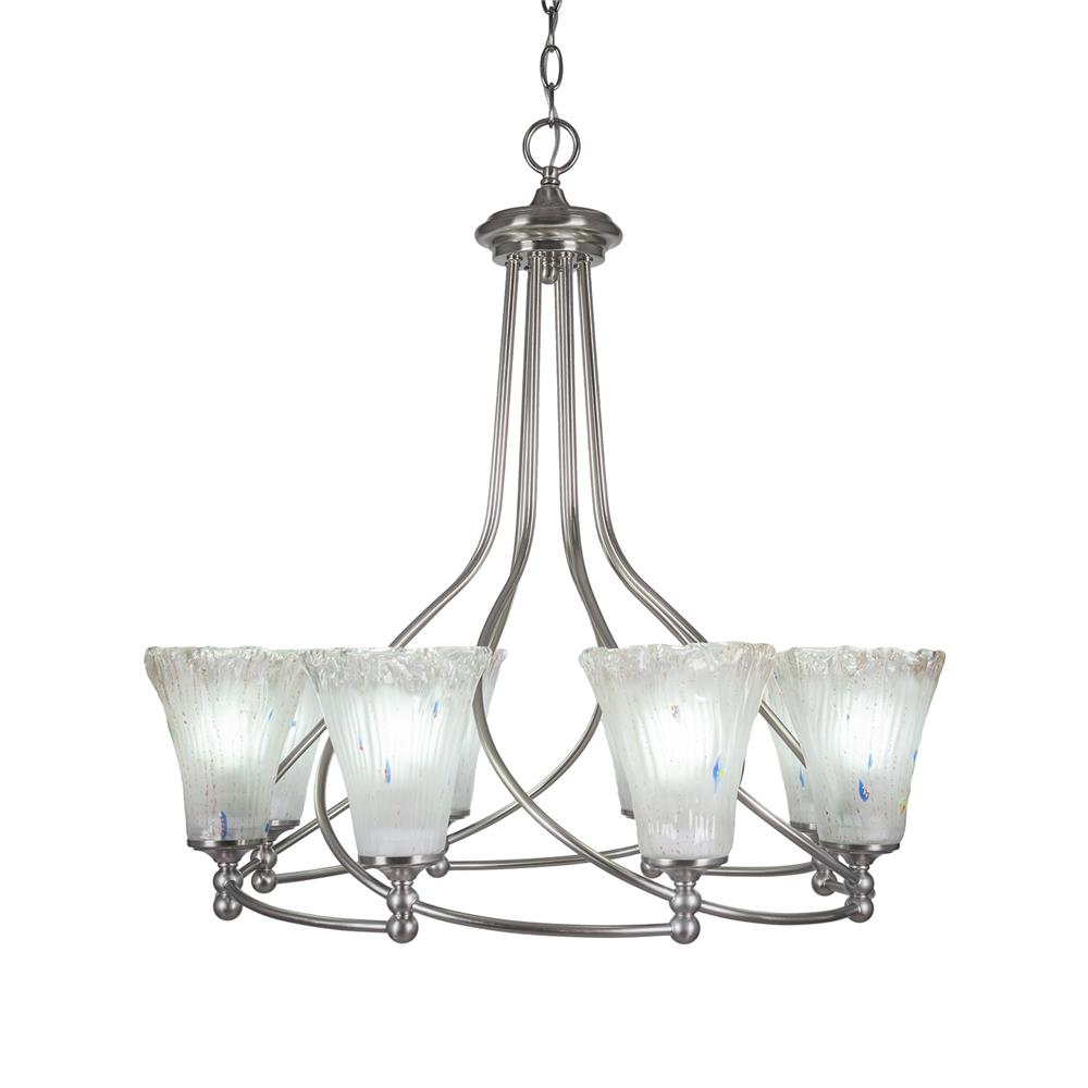 Toltec Lighting 908-BN-721 Capri 8 Light Chandelier Shown In Brushed Nickel Finish With 5.5" Frosted Crystal Glass