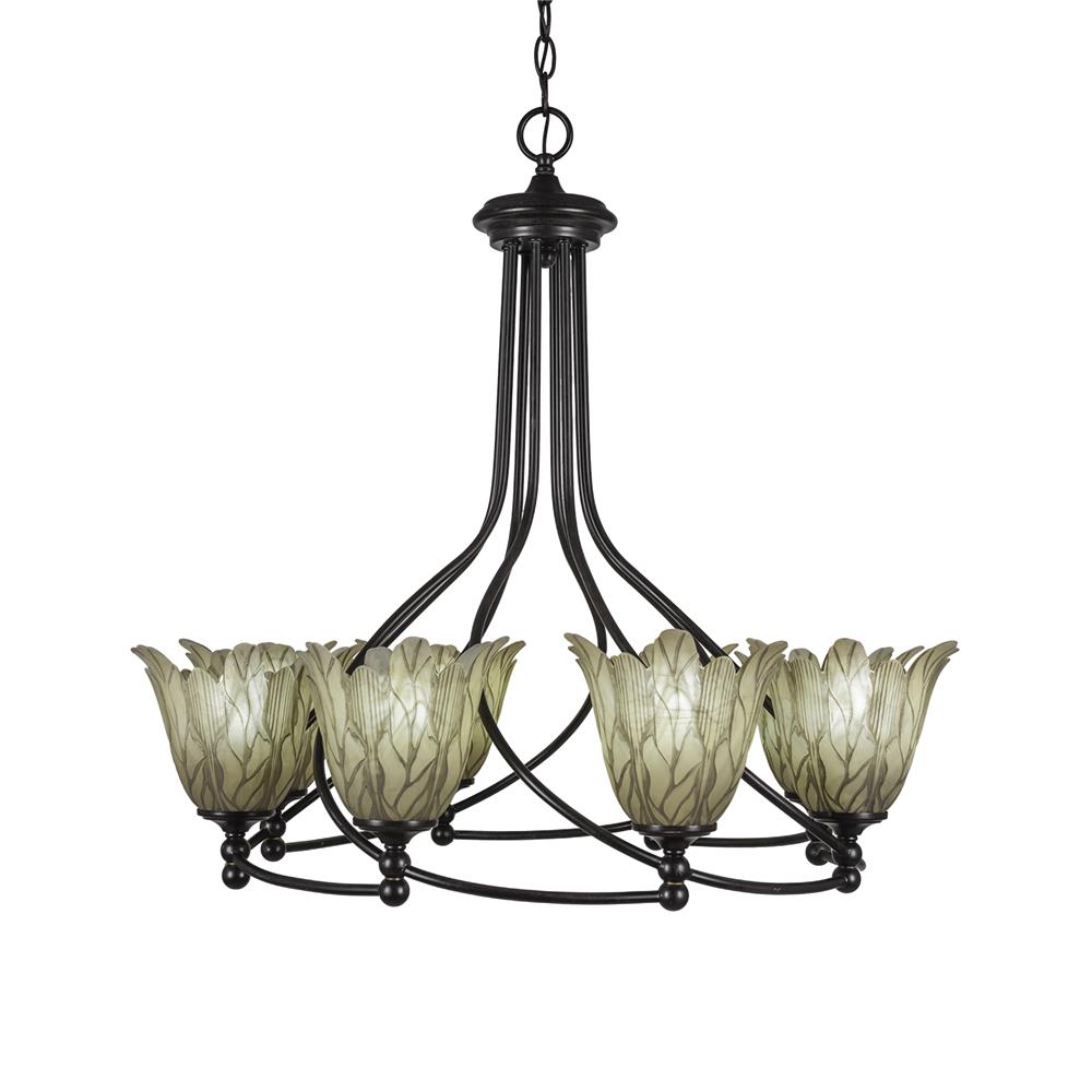 Toltec Lighting 908-DG-615 Capri 8 Light Chandelier with 5 White