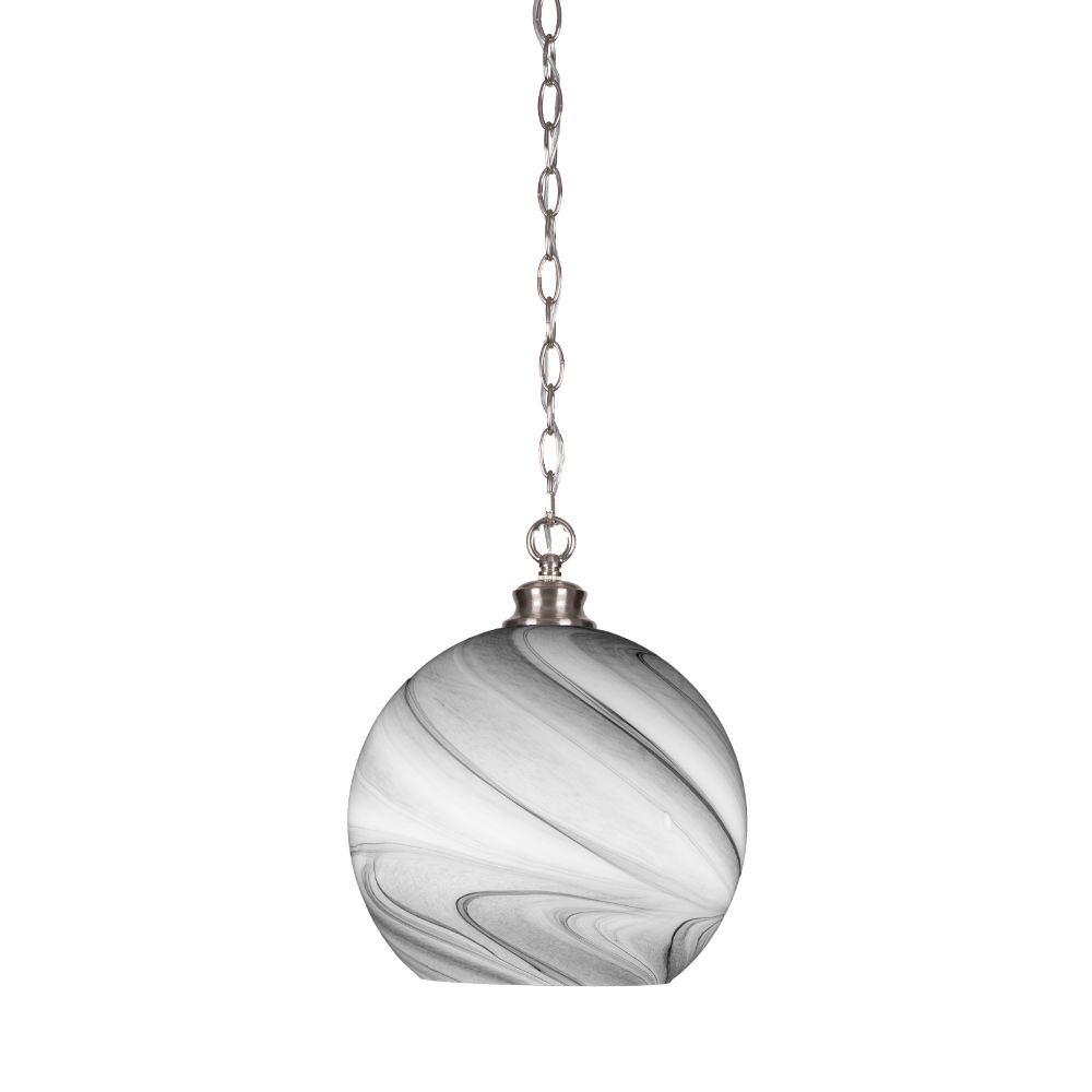 Toltec Lighting 92-BN-5120 Malena Chain Hung Pendant In Brushed Nickel Finish With 10" Clear Ribbed Glass