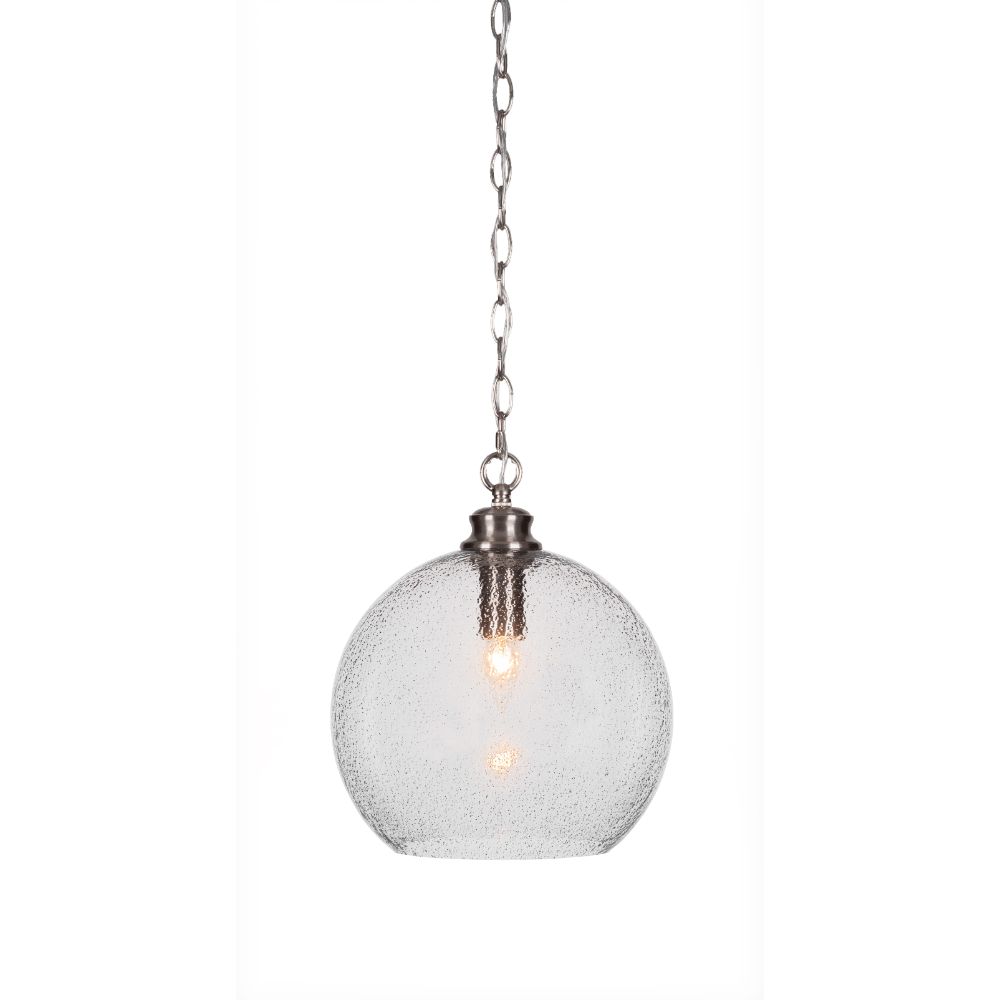 Toltec Lighting 91-BN-4372 Kimbro Chain Hung Pendant In Brushed Nickel Finish With 11.75" Smoke Bubble Glass
