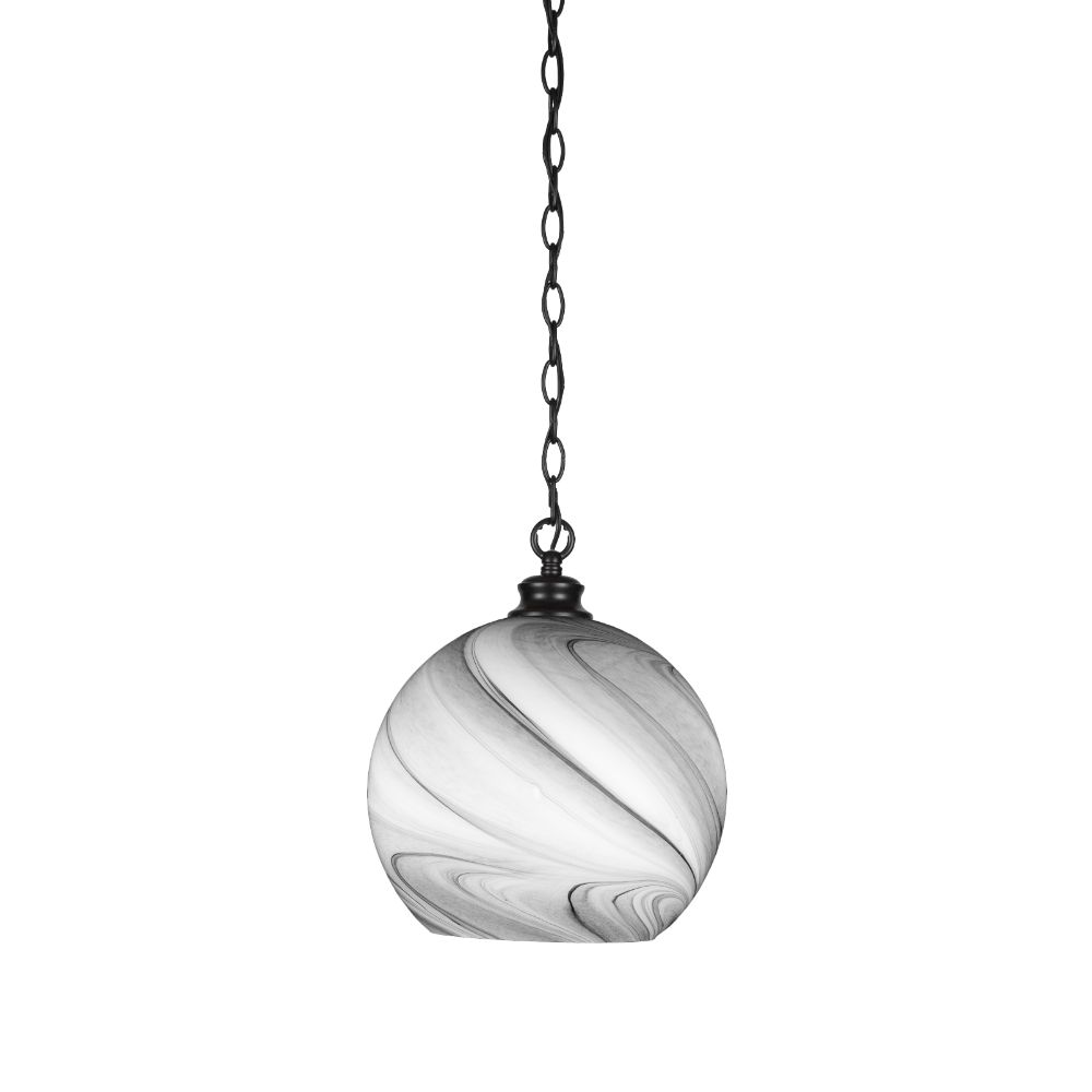 Toltec Lighting 96-BN-4902 Zola Chain Hung Pendant In Brushed Nickel Finish With 7.5" Smoke Textured Glass