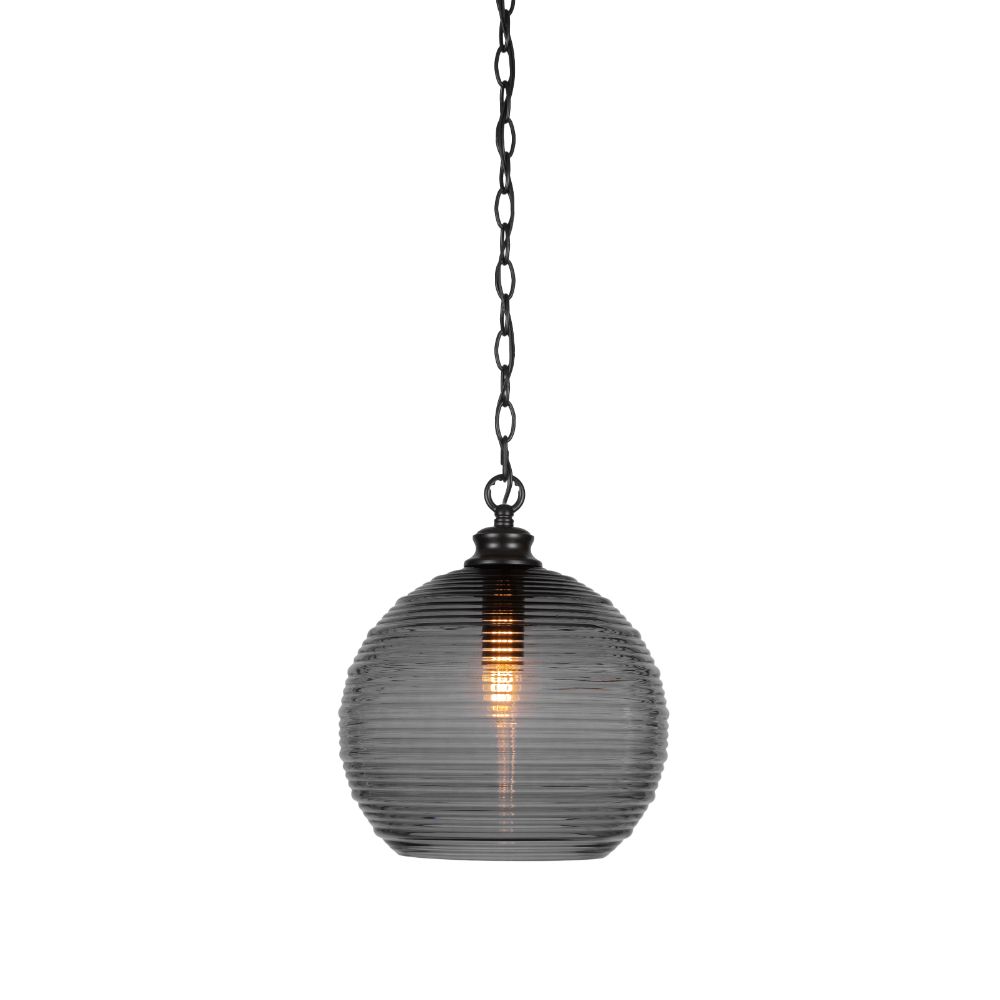 Toltec Lighting 97-BN-4749 Juno Chain Hung Pendant In Brushed Nickel Finish With 16" Onyx Swirl Glass 