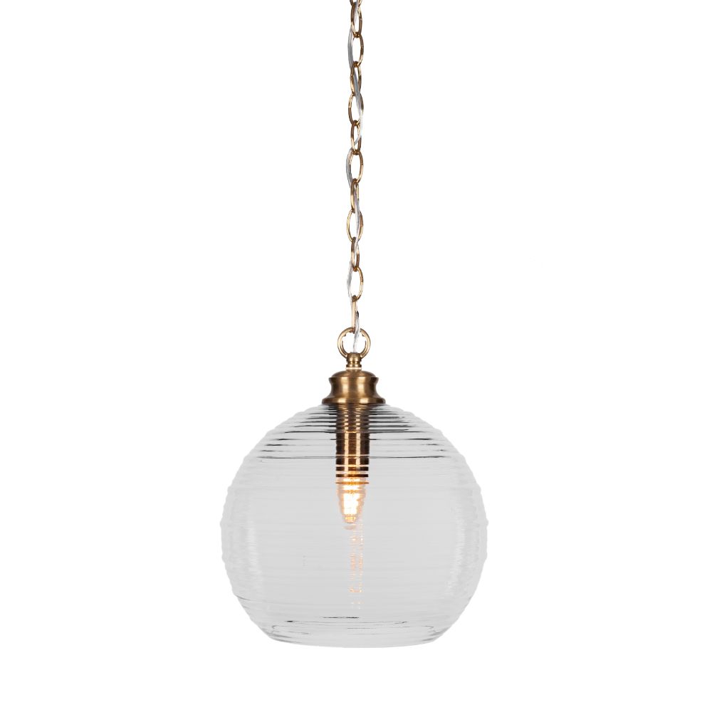 Toltec Lighting 99-BN-4729 Juno Chain Hung Pendant In Brushed Nickel Finish With 11.75" Onyx Swirl Glass 