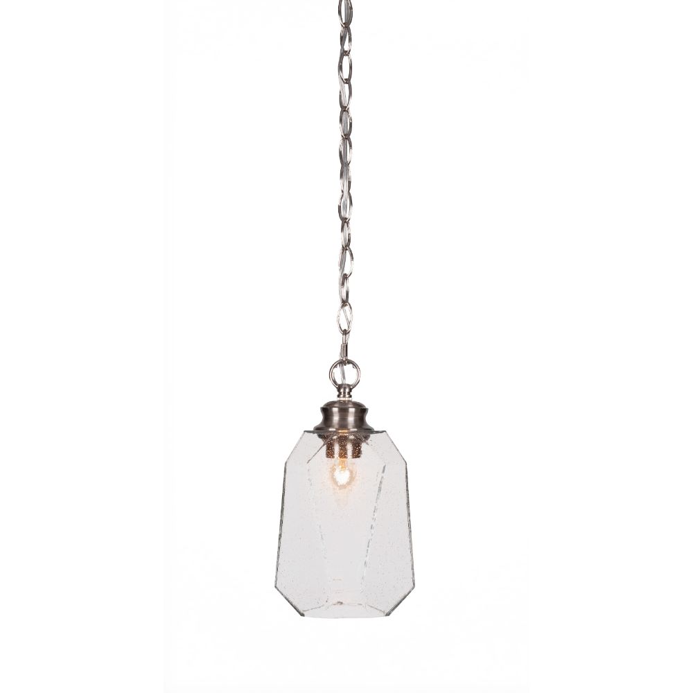 Toltec Lighting 92-BN-4460 Rocklin Chain Hung Pendant In Brushed Nickel Finish With 6.75" Clear Bubble Glass