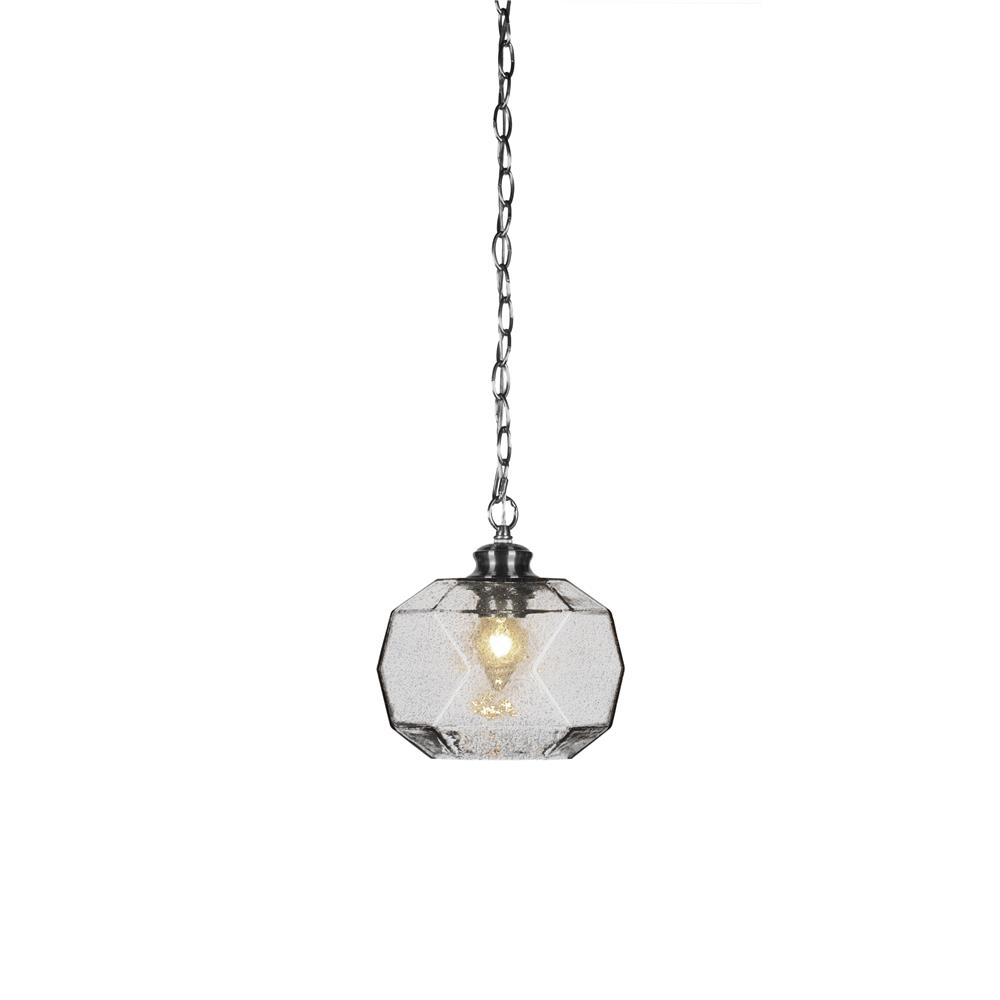 Toltec Lighting 92-BN-4492 Rocklin Chain Hung Pendant Shown In Brushed Nickel Finish With 9" Smoke Glass