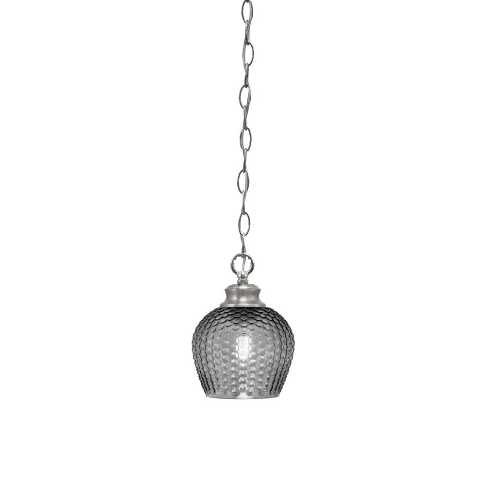Toltec Lighting 92-BN-4602 Zola Chain Hung Pendant, Brushed Nickel Finish, 6" Smoke Textured Glass