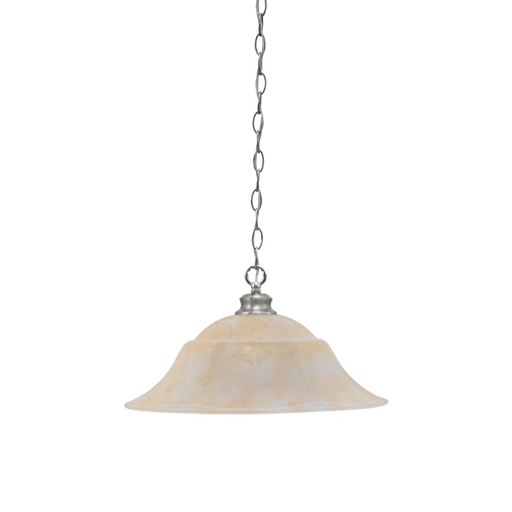 Toltec Lighting 92-BN-53813 Chain Hung Pendant Shown In Brushed Nickel Finish With 20" Amber Marble Glass