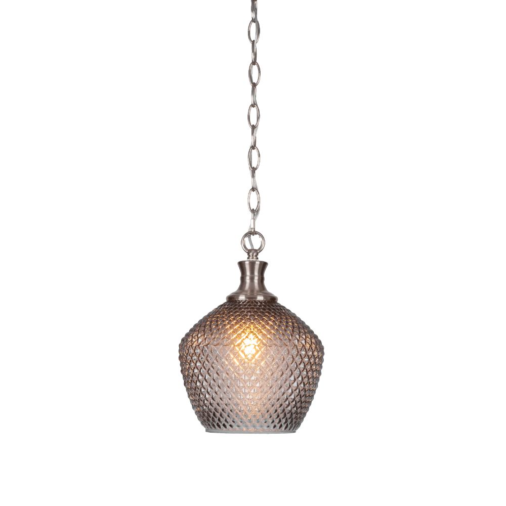 Toltec Lighting 96-BN-4922 Zola Chain Hung Pendant In Brushed Nickel Finish With 9.25" Smoke Textured Glass