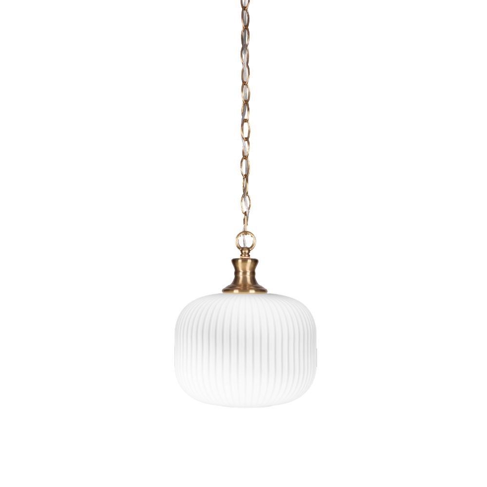 Toltec Lighting 96-NAB-4611 Carina Chain Hung Pendant In New Age Brass Finish With 10" Opal Frosted Glass