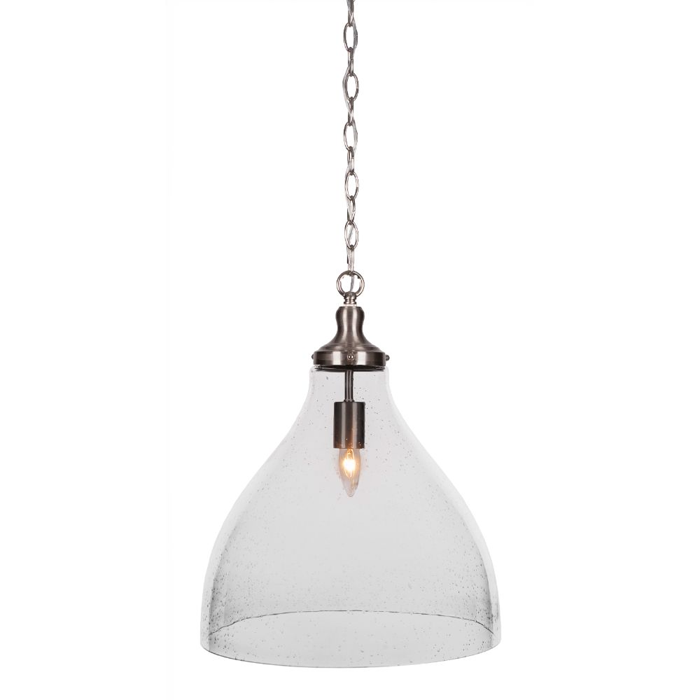 Toltec Lighting 97-BN-4740  Juno Chain Hung Pendant In Brushed Nickel Finish With 16" Clear Bubble Glass