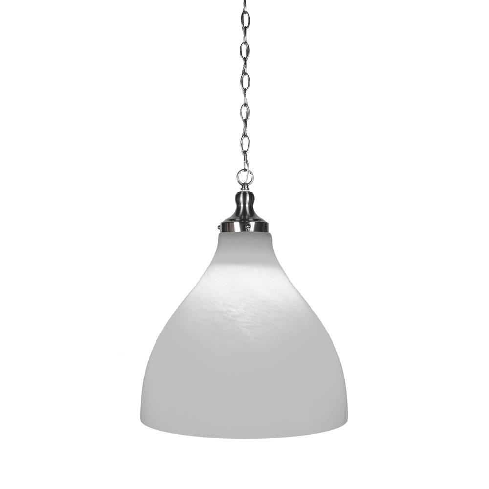 Toltec Lighting 97-BN-4741 Juno Chain Hung Pendant Shown In Brushed Nickel Finish With 15.5" White Marble Glass