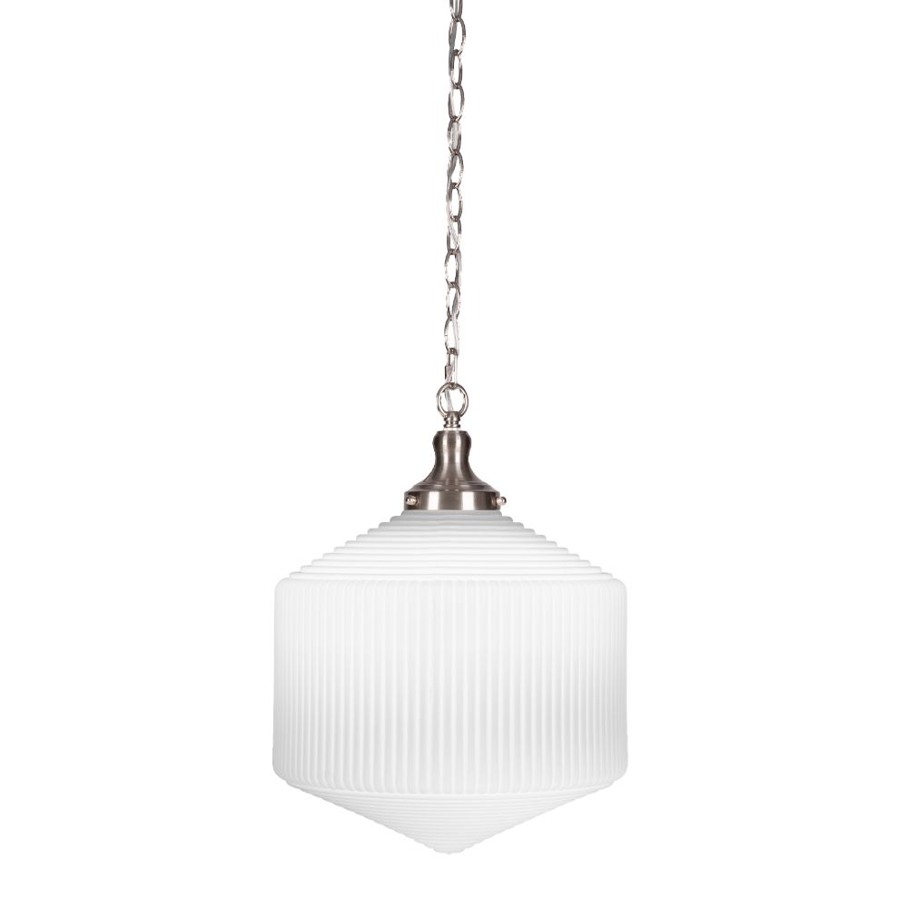 Toltec Lighting 98-BN-4681 Carina Chain Hung Pendant In Brushed Nickel Finish With 14" Opal Frosted Glass
